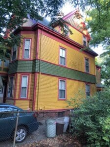 red and yellow house
